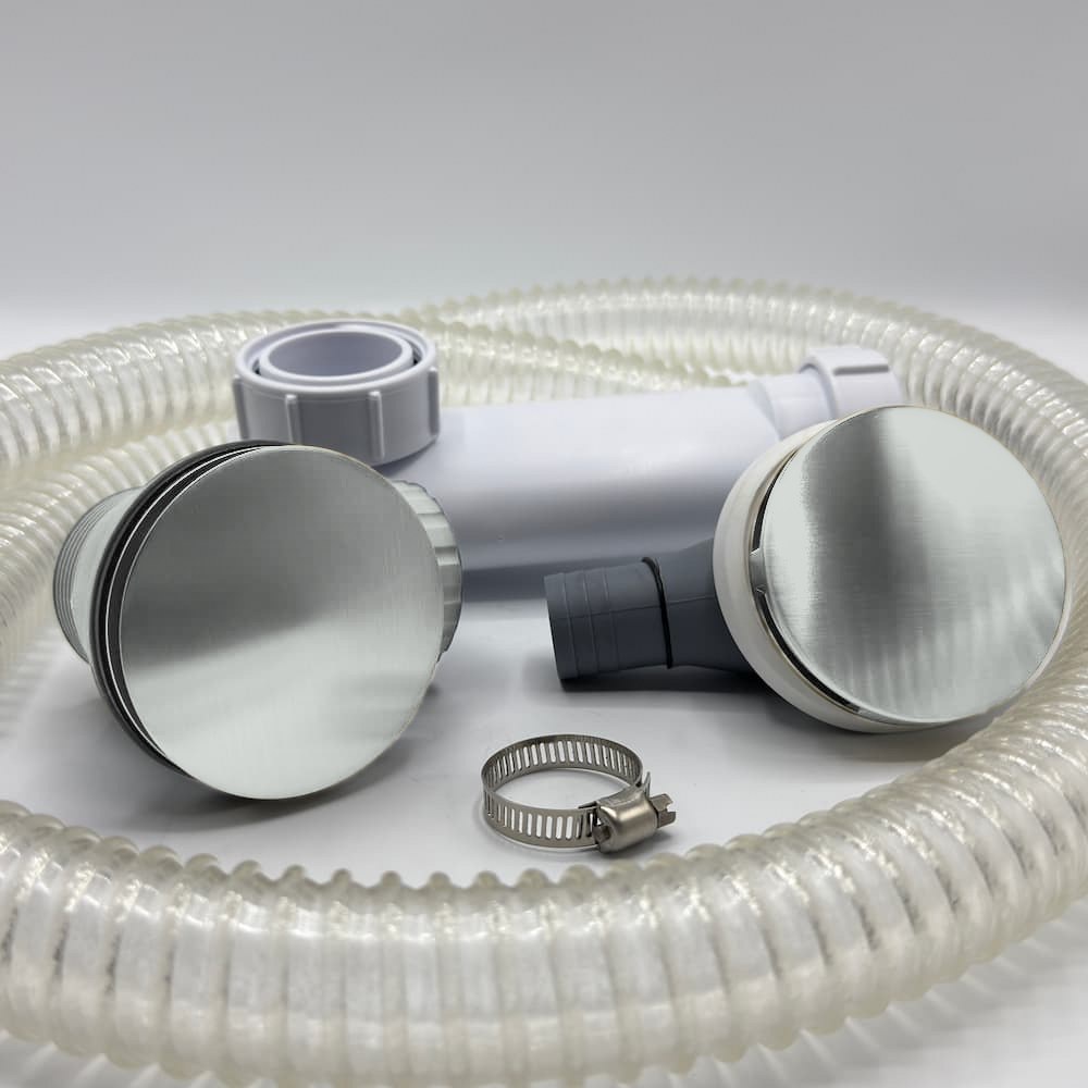 Omnitone bath waste with overflow in RAL 7035 Light Grey
