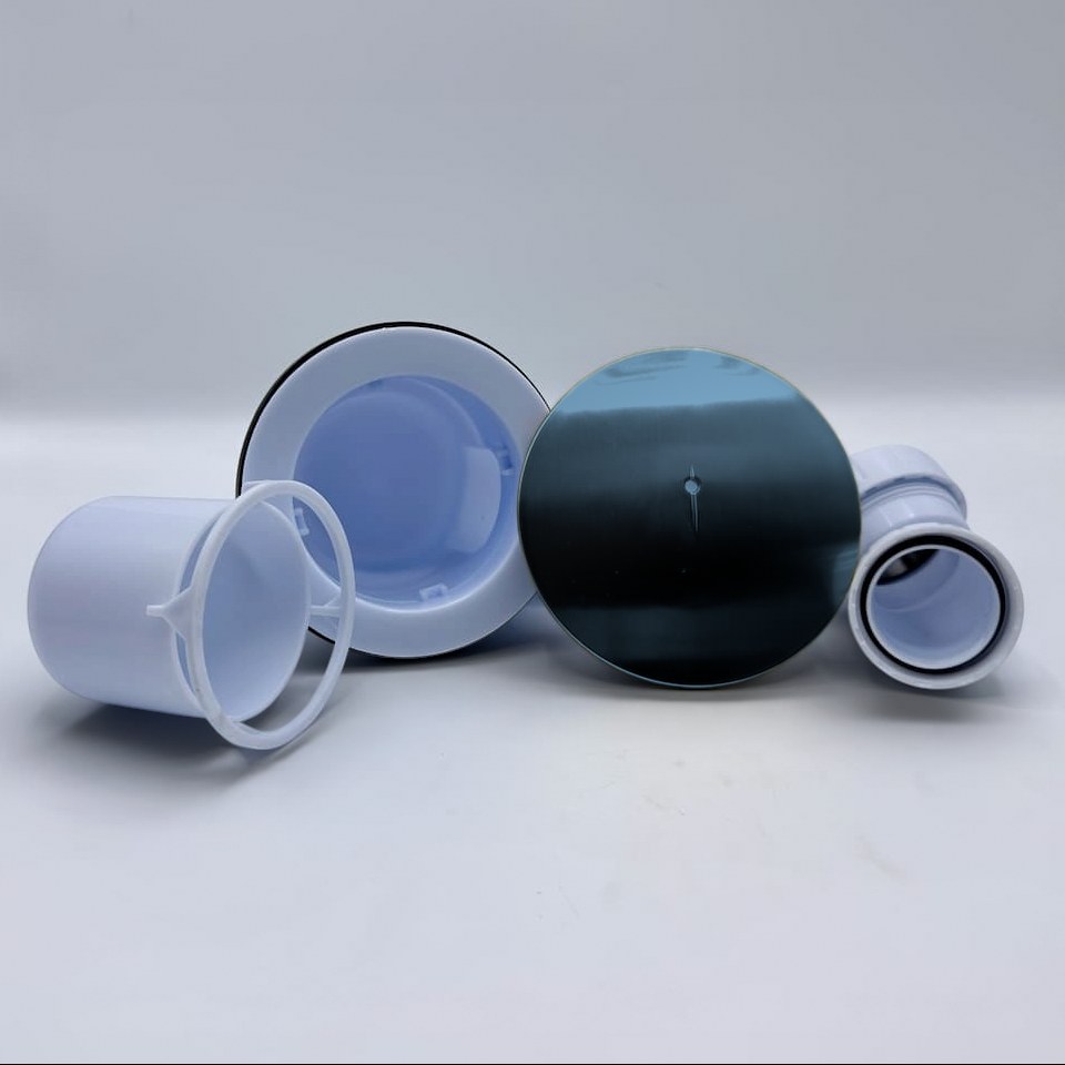 Omnitone shower waste in RAL 5024 Pastel Blue