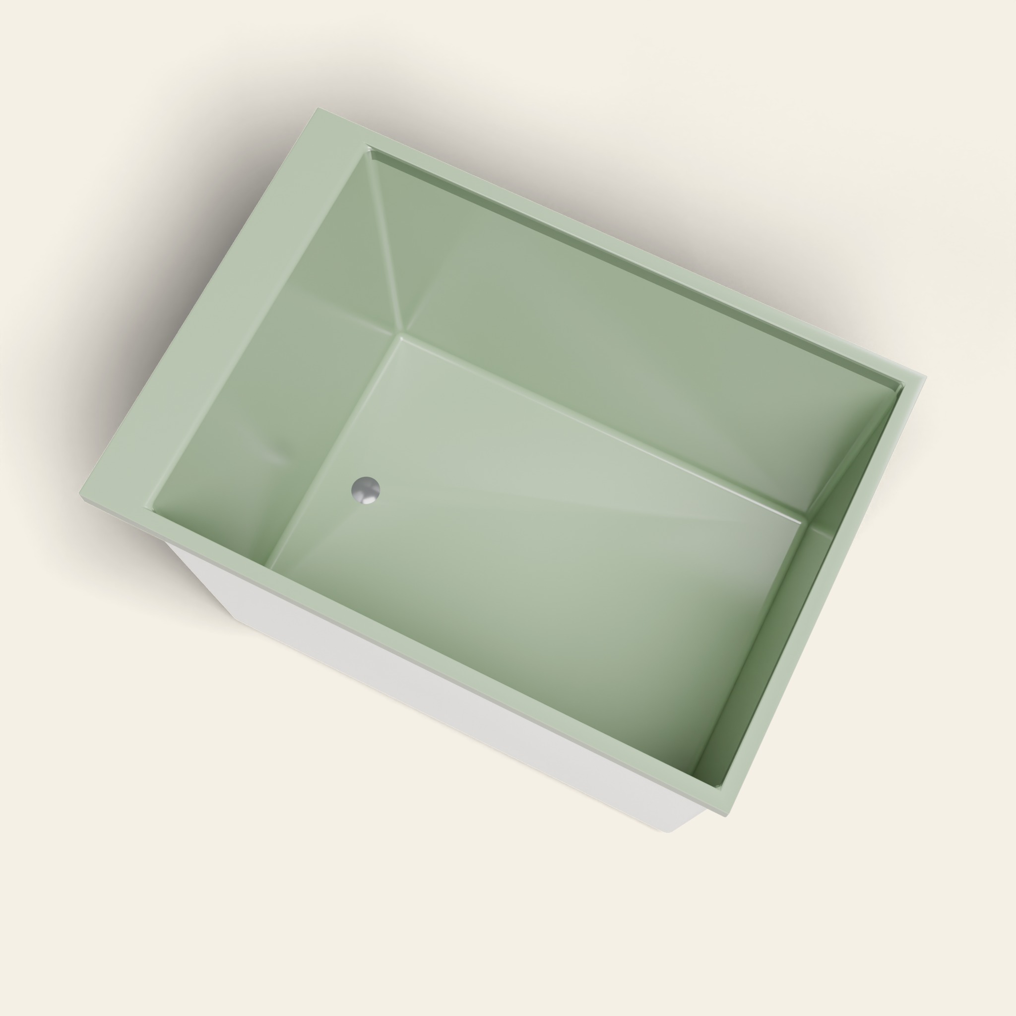 Omnitub Sheer — 1000 × 700 Diep Ligbad — 600mm Diepte in RAL 6021 Pale Green