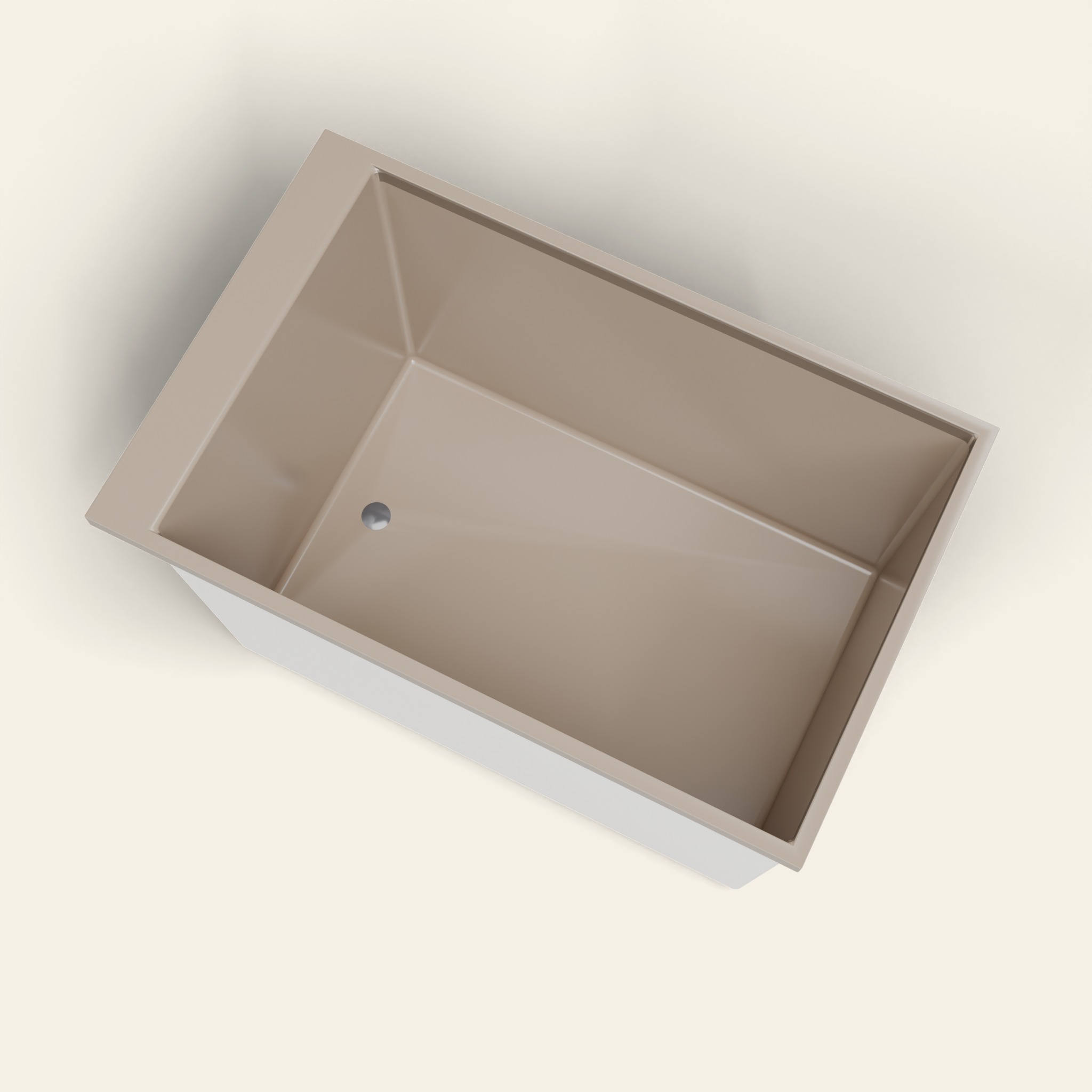 Omnitub Sheer — 1100 × 700 Diep Bad — 600 mm Diepte in RAL 1019 Grey Beige