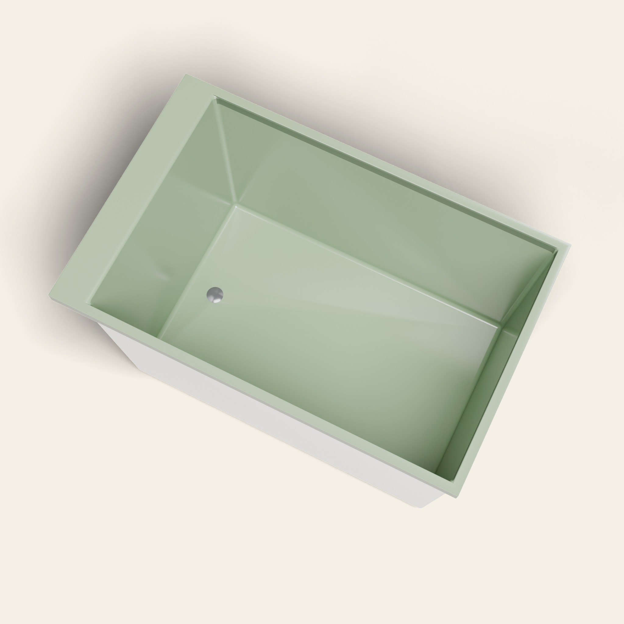 Omnitub Sheer — 1100 × 700 Diep Bad — 600 mm Diepte in RAL 6021 Pale Green