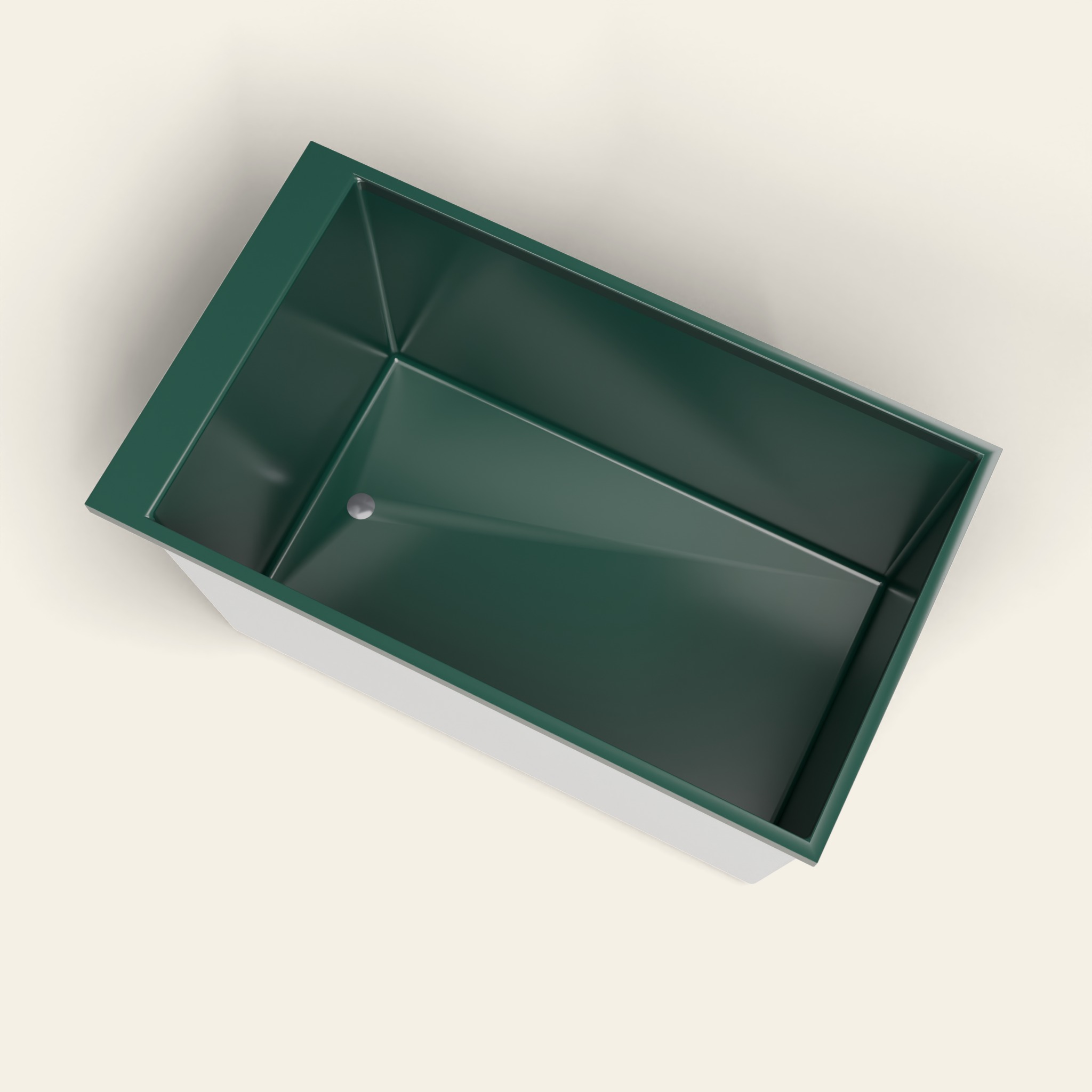 Omnitub Sheer – 1200 × 700 diepe badkuip – 600 mm diepte in RAL 6005 Moss Green