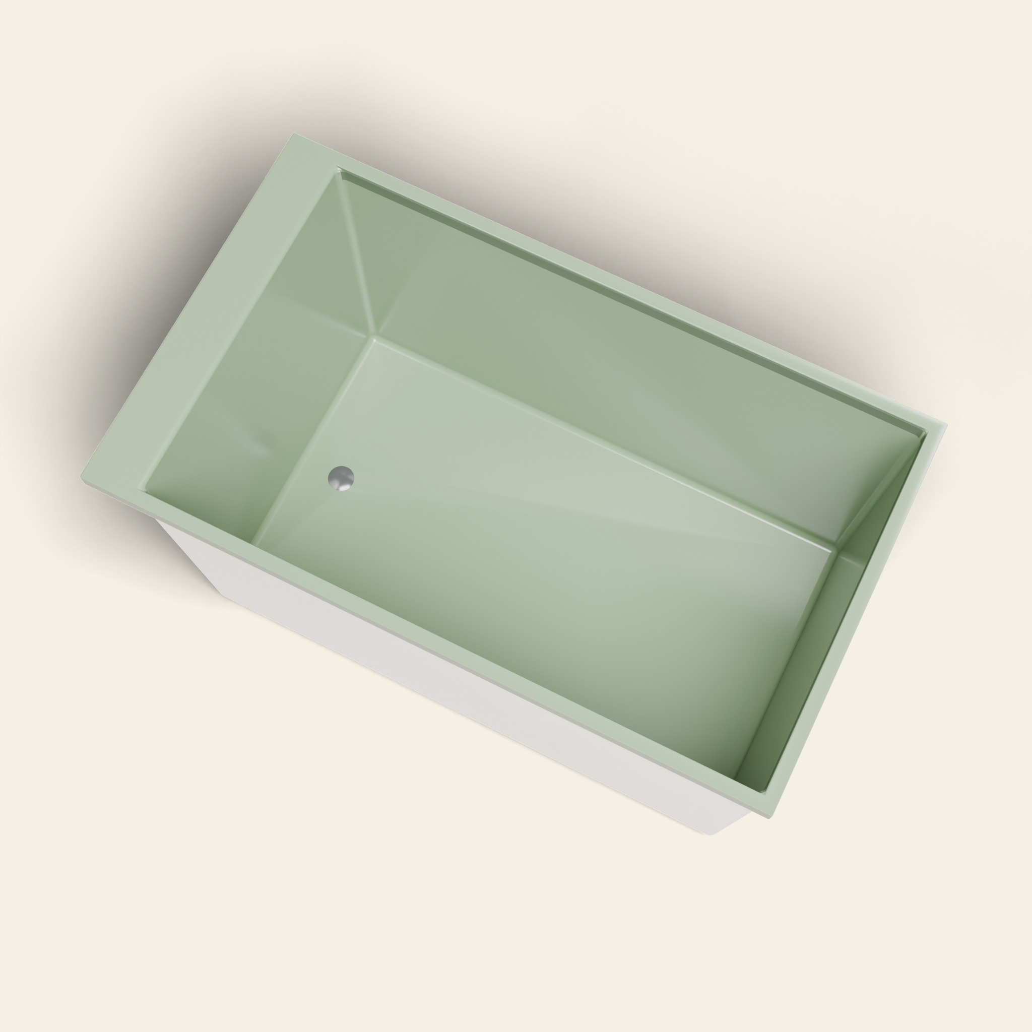 Omnitub Sheer – 1200 × 700 diepe badkuip – 600 mm diepte in RAL 6021 Pale Green
