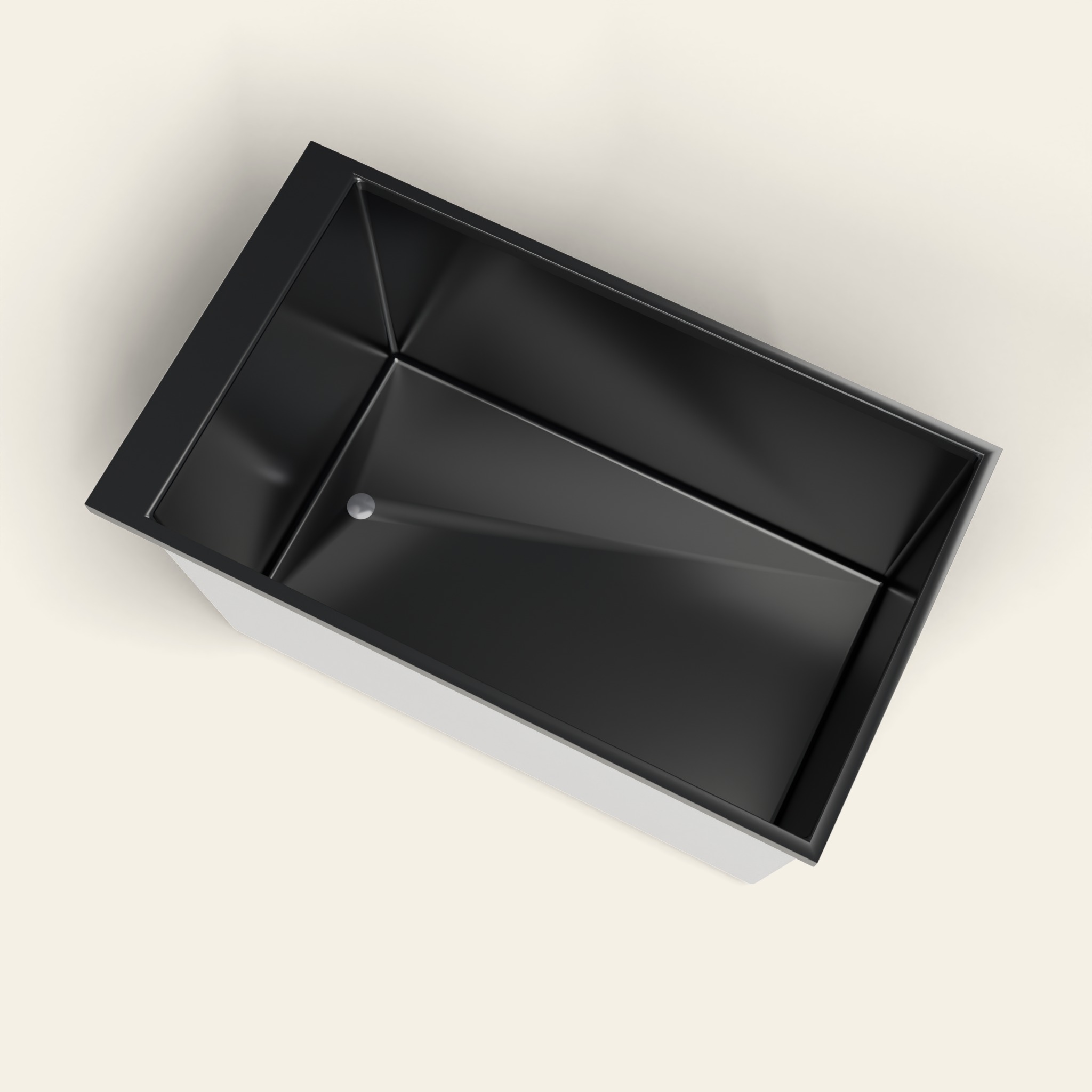 Omnitub Sheer – 1200 × 700 diepe badkuip – 600 mm diepte in RAL 9005 Jet Black