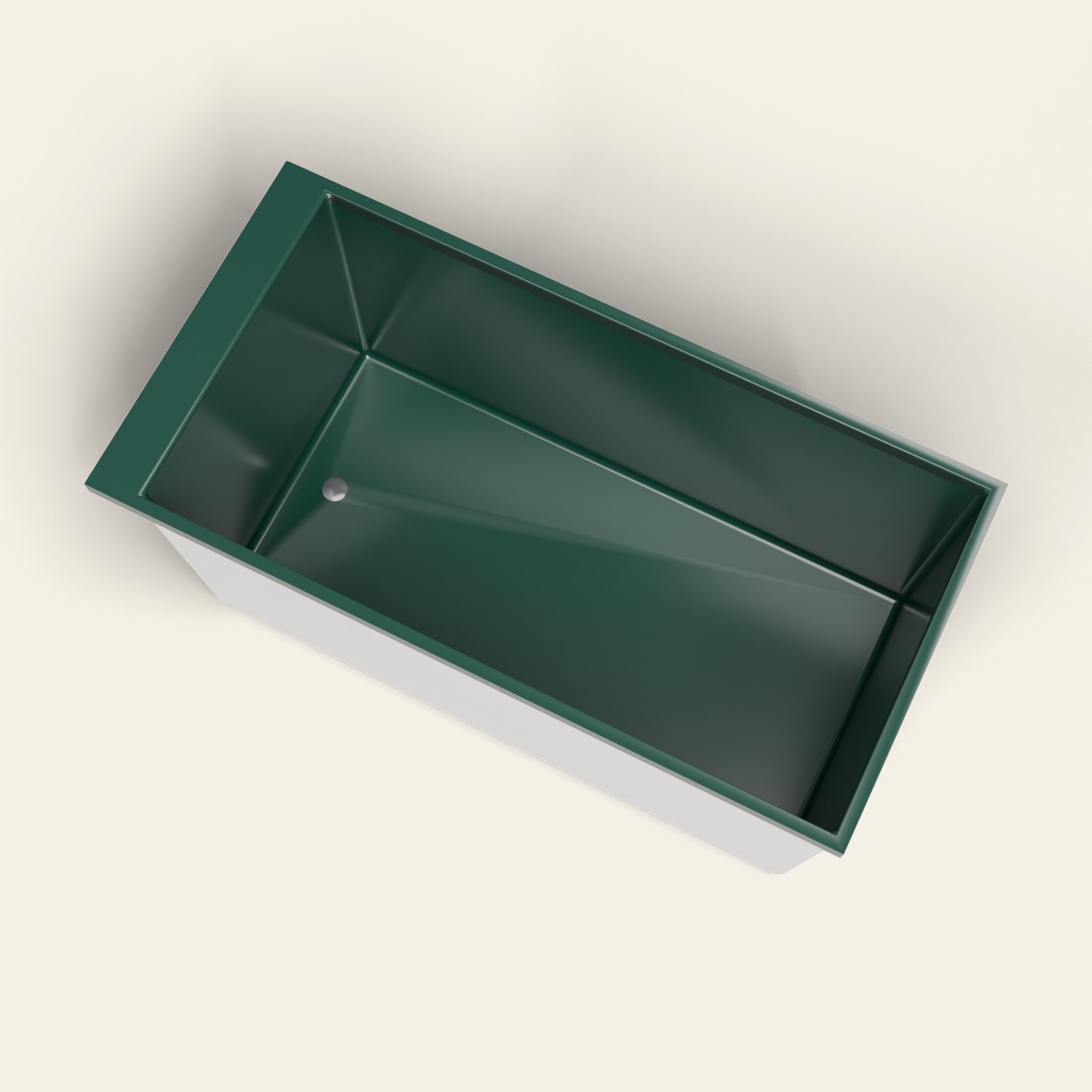 Omnitub Sheer 1400 – 1400 × 700 ligbad voor diep baden – 600 mm diepte in RAL 6005 Moss Green