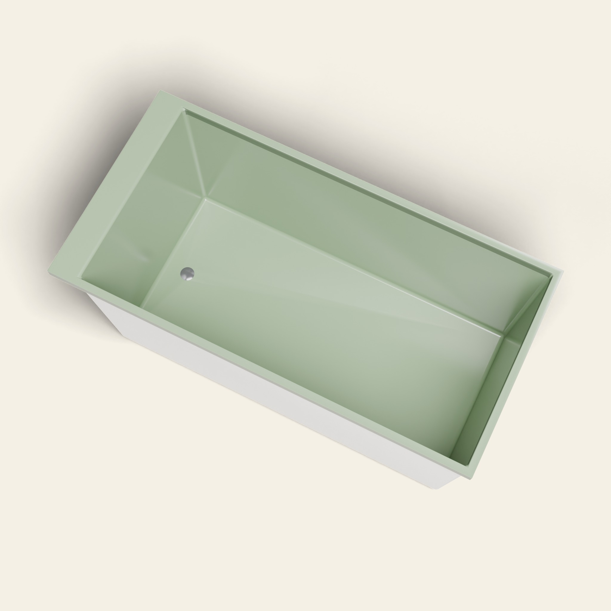 Omnitub Sheer 1400 – 1400 × 700 ligbad voor diep baden – 600 mm diepte in RAL 6021 Pale Green