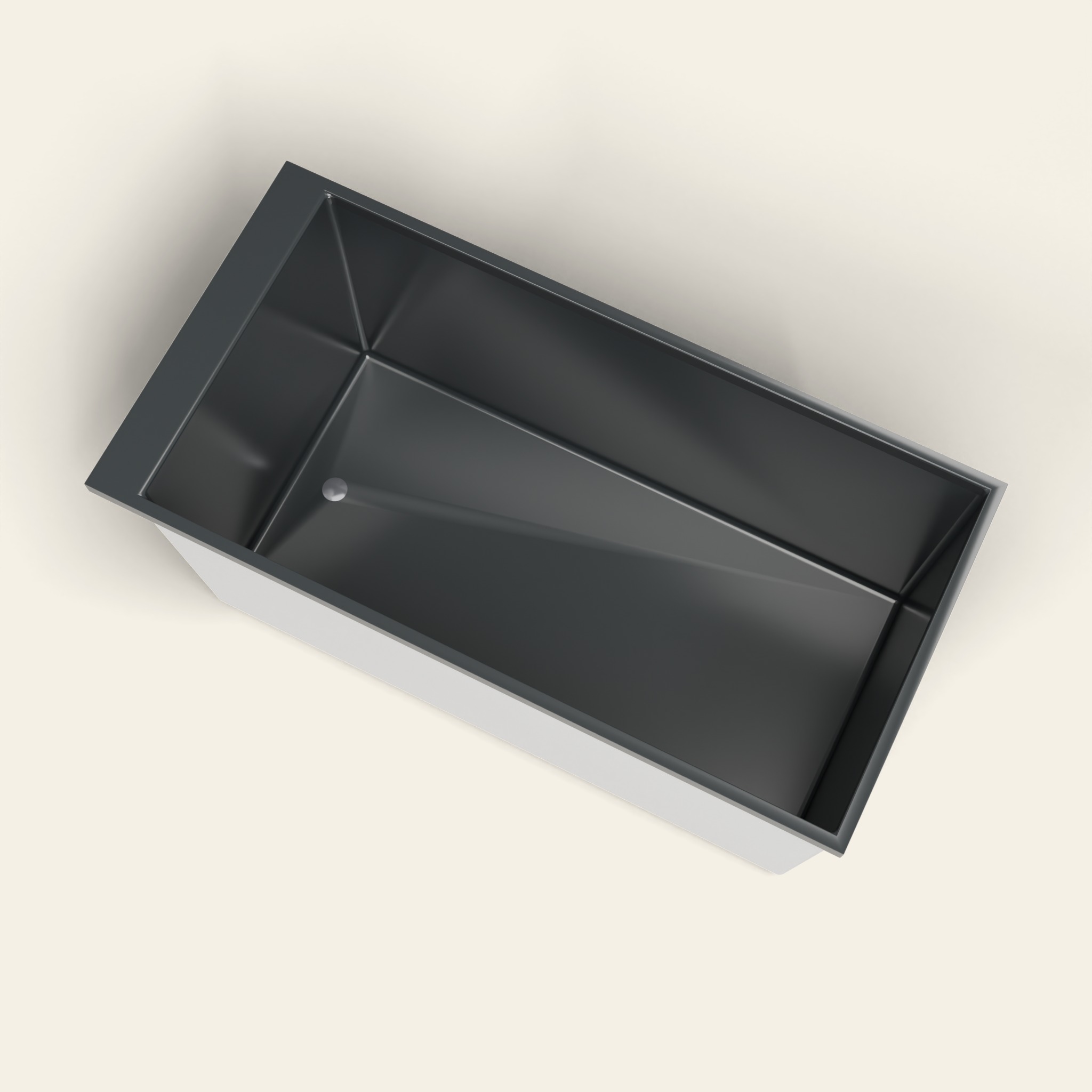 Omnitub Sheer 1400 – 1400 × 700 ligbad voor diep baden – 600 mm diepte in RAL 7021 Black Grey