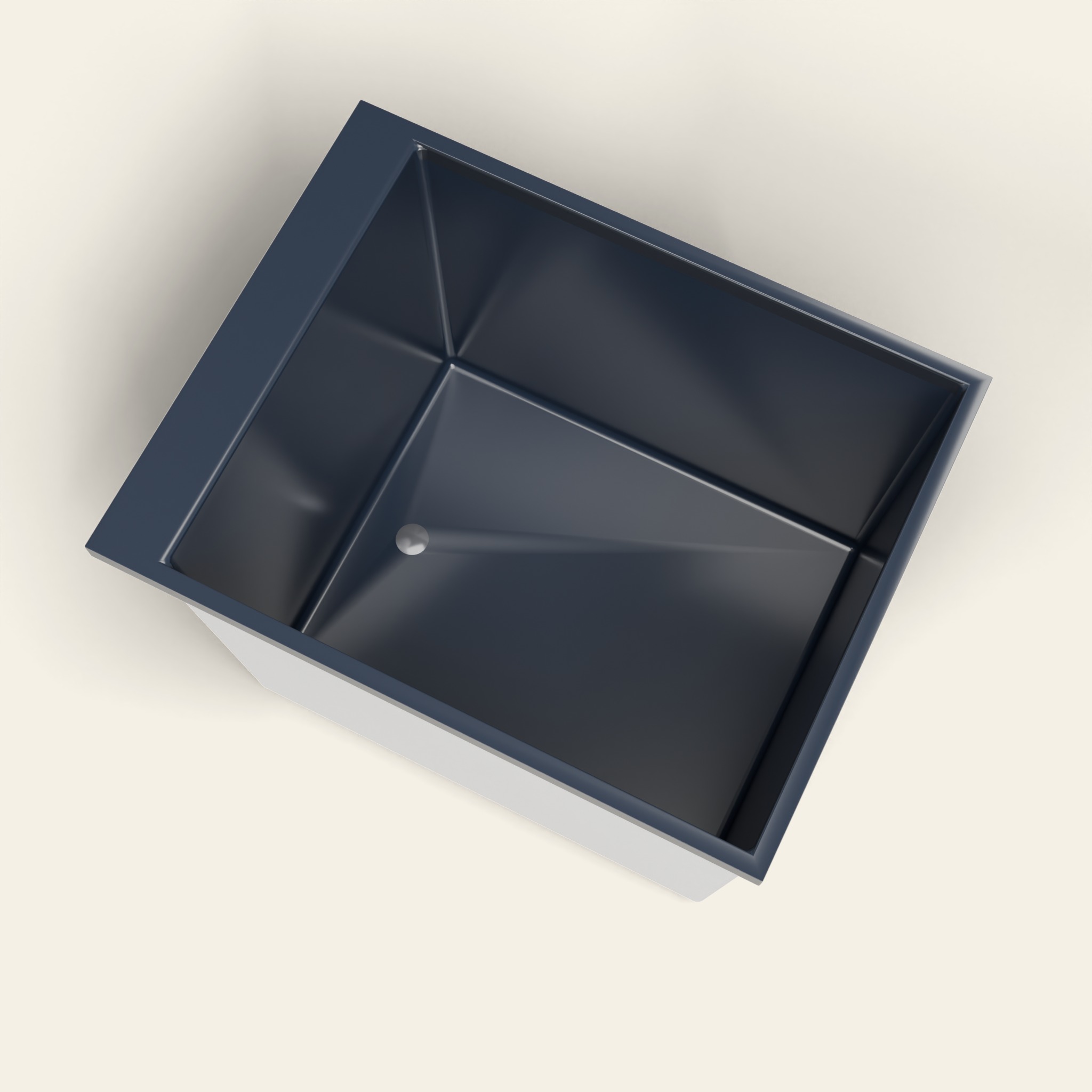 Omnitub Sheer – 900 × 700 diep ligbad – 600 mm diepte in RAL 5011 Steel Blue