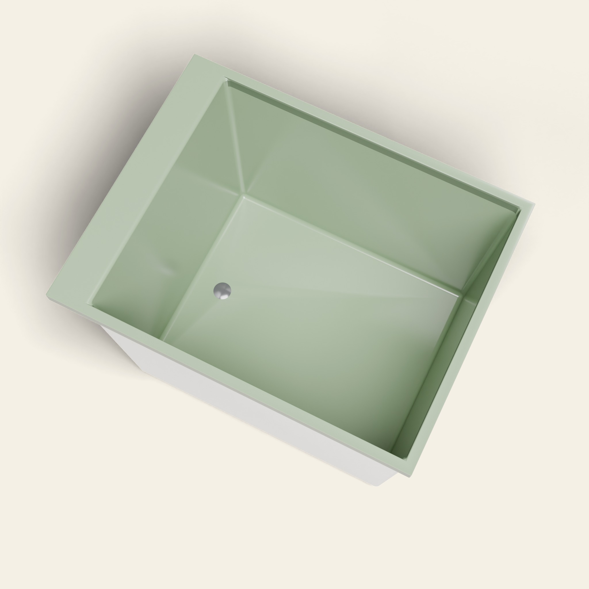 Omnitub Sheer – 900 × 700 diep ligbad – 600 mm diepte in RAL 6021 Pale Green