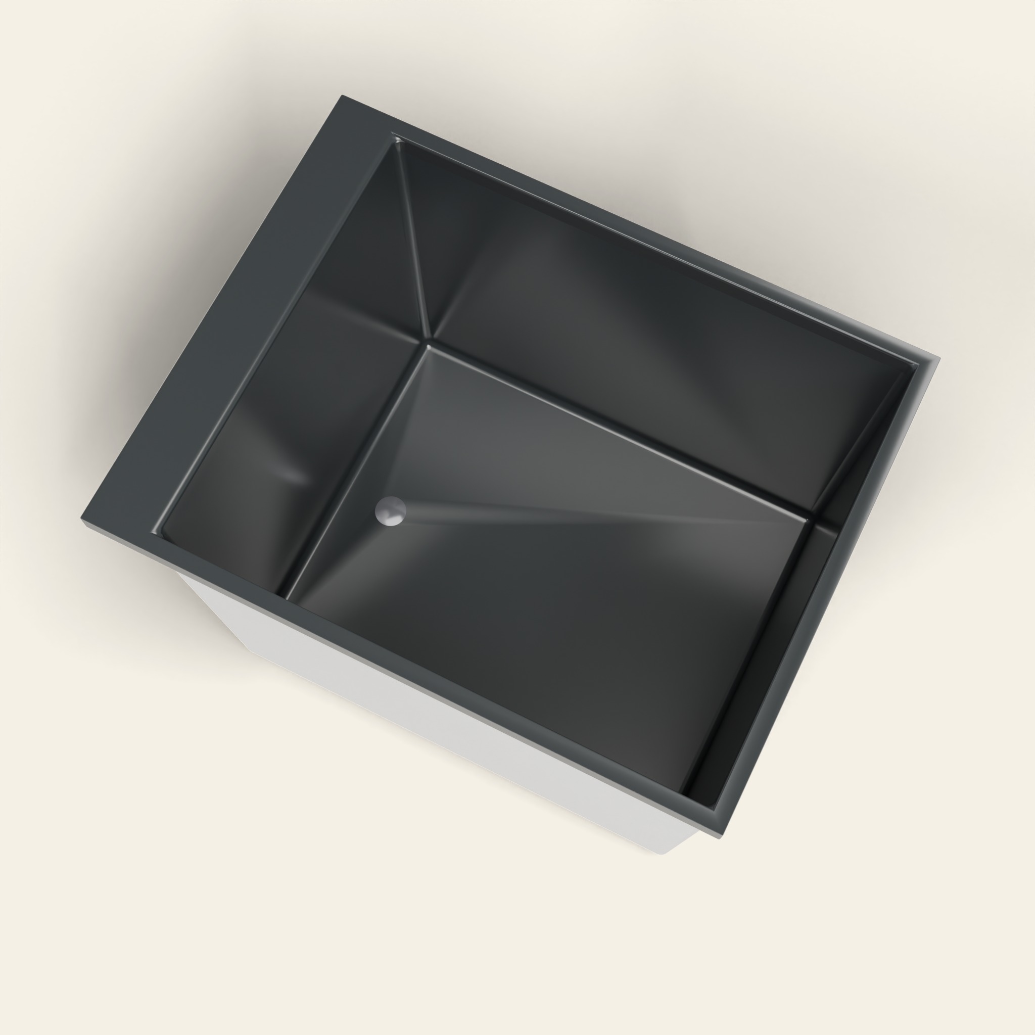 Omnitub Sheer – 900 × 700 diep ligbad – 600 mm diepte in RAL 7021 Black Grey