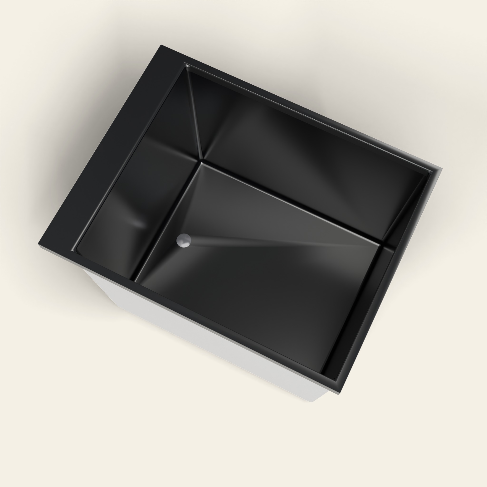 Omnitub Sheer – 900 × 700 diep ligbad – 600 mm diepte in RAL 9005 Jet Black